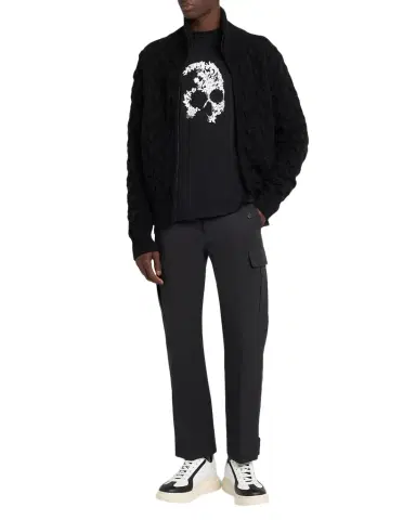 Alexander McQueen Men's Lace Skull Cotton T-Shirt | Thumbnail 1 Alexander McQueen Men's Lace Skull Cotton T-Shirt | Thumbnail 1
