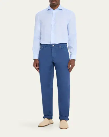 Brunello Cucinelli Men's Linen Classic Fit Button-Down Shirt | Thumbnail 2 Brunello Cucinelli Men's Linen Classic Fit Button-Down Shirt | Thumbnail 2
