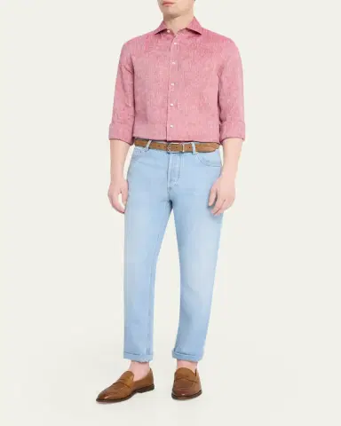 Brunello Cucinelli Men's Linen Classic Fit Button-Down Shirt | Thumbnail 19 Brunello Cucinelli Men's Linen Classic Fit Button-Down Shirt | Thumbnail 19