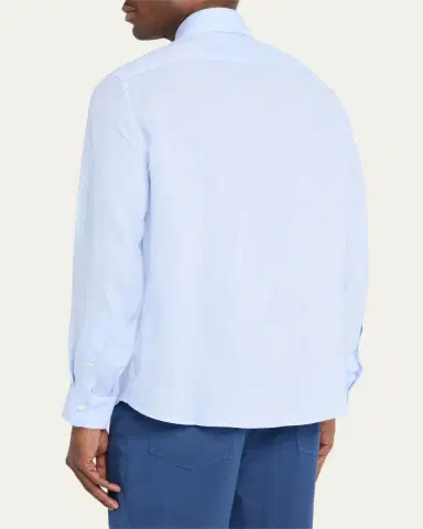 Brunello Cucinelli Men's Linen Classic Fit Button-Down Shirt | Thumbnail 3 Brunello Cucinelli Men's Linen Classic Fit Button-Down Shirt | Thumbnail 3