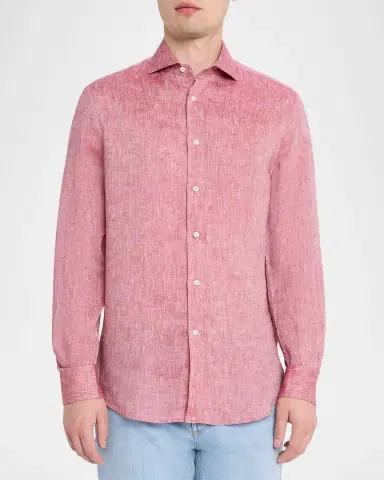 Brunello Cucinelli Men's Linen Classic Fit Button-Down Shirt | Thumbnail 25 Brunello Cucinelli Men's Linen Classic Fit Button-Down Shirt | Thumbnail 25