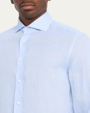 Brunello Cucinelli Men's Linen Classic Fit Button-Down Shirt | Thumbnail 5 Brunello Cucinelli Men's Linen Classic Fit Button-Down Shirt | Thumbnail 5