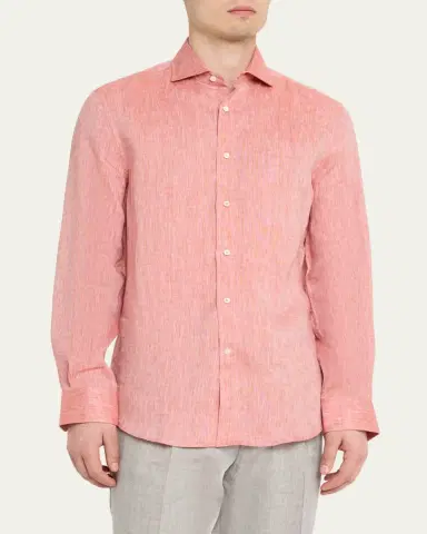 Brunello Cucinelli Men's Linen Classic Fit Button-Down Shirt | Thumbnail 9 Brunello Cucinelli Men's Linen Classic Fit Button-Down Shirt | Thumbnail 9