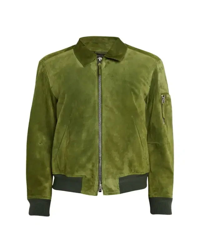 Men's Suede Cashmere-Knit Blouson Jacket