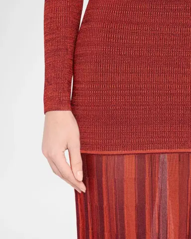Christopher John Rogers Turtleneck Drop-Waist Pleated Maxi Dress | Thumbnail 5