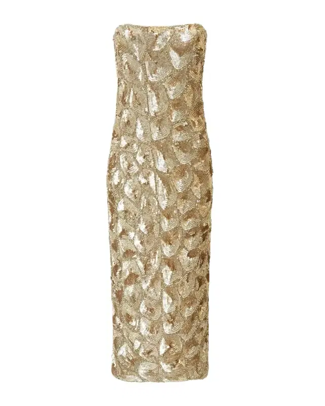 Sigrid Strapless Sequin Midi Dress