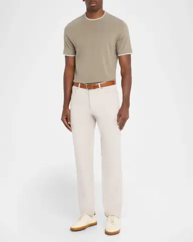 Brunello Cucinelli en's Cotton Jersey Crewneck T-Shirt with Tipping | Thumbnail 2