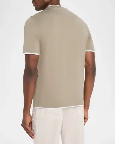 Brunello Cucinelli en's Cotton Jersey Crewneck T-Shirt with Tipping | Thumbnail 3