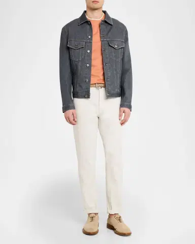 Brunello Cucinelli en's Cotton Jersey Crewneck T-Shirt with Tipping | Thumbnail 6
