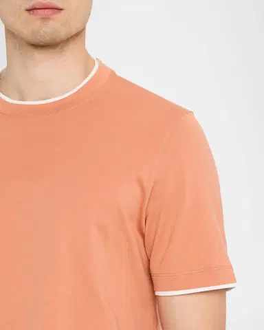 Brunello Cucinelli en's Cotton Jersey Crewneck T-Shirt with Tipping | Thumbnail 9