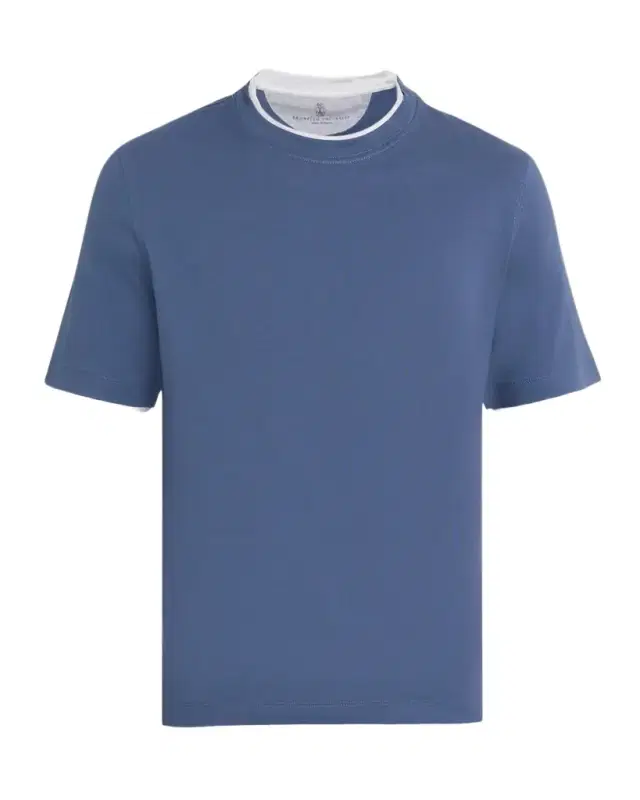 en's Cotton Jersey Crewneck T-Shirt with Tipping en's Cotton Jersey Crewneck T-Shirt with Tipping