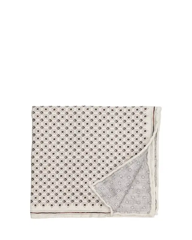 Brunello Cucinelli Men's Double-Face Geometric Silk Pocket Square