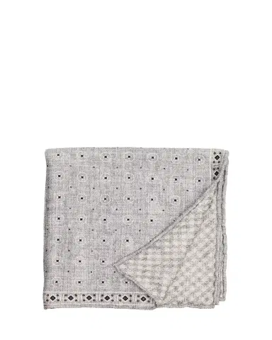 Brunello Cucinelli Men's Double-Face Geometric-Check Silk Pocket Square | Thumbnail 1 Brunello Cucinelli Men's Double-Face Geometric-Check Silk Pocket Square | Thumbnail 1