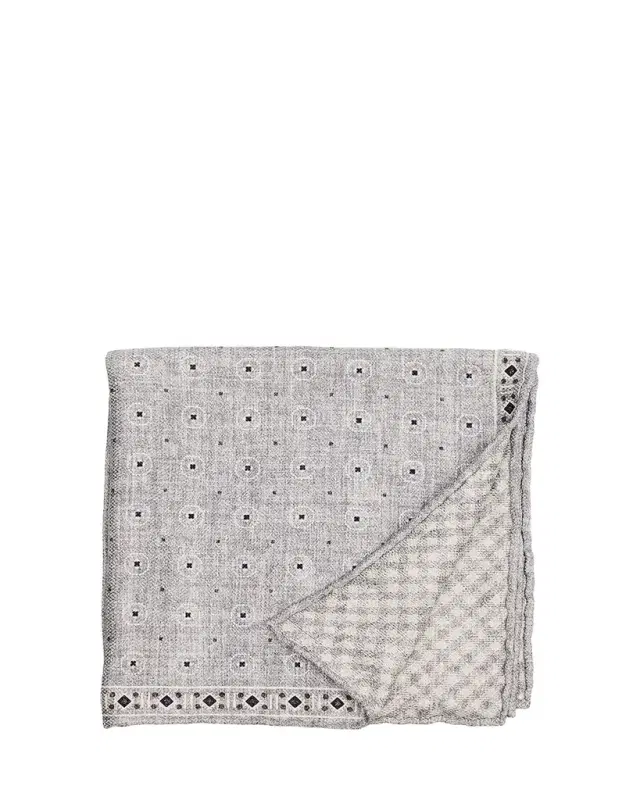 Men's Double-Face Geometric-Check Silk Pocket Square
