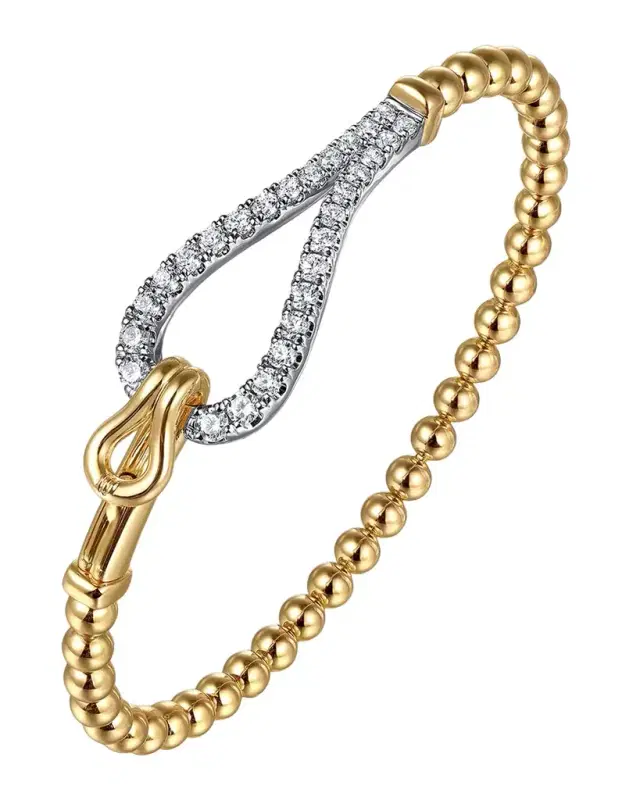 14K White and Yellow Gold Diamond Loop Bujukan Bangle