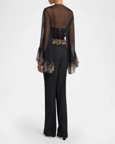 Etro Paisley Ruffle Sheer Blouse | Thumbnail 2 Etro Paisley Ruffle Sheer Blouse | Thumbnail 2