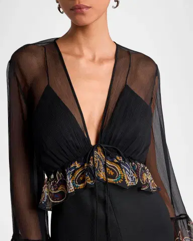 Etro Paisley Ruffle Sheer Blouse | Thumbnail 3 Etro Paisley Ruffle Sheer Blouse | Thumbnail 3
