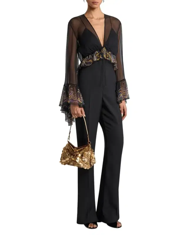 Paisley Ruffle Sheer Blouse