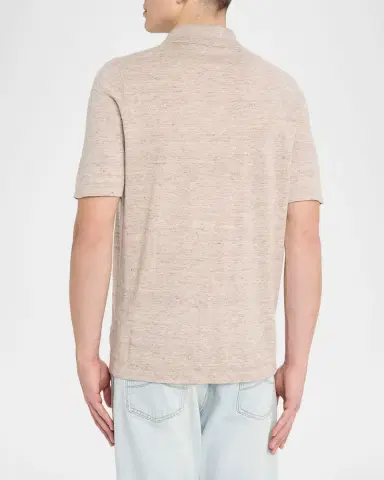 Brunello Cucinelli Men's Linen and Cotton Heathered Polo Shirt | Thumbnail 28 Brunello Cucinelli Men's Linen and Cotton Heathered Polo Shirt | Thumbnail 28