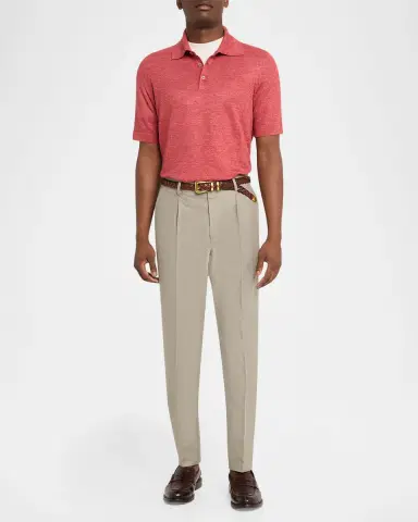 Brunello Cucinelli Men's Linen and Cotton Heathered Polo Shirt | Thumbnail 31 Brunello Cucinelli Men's Linen and Cotton Heathered Polo Shirt | Thumbnail 31