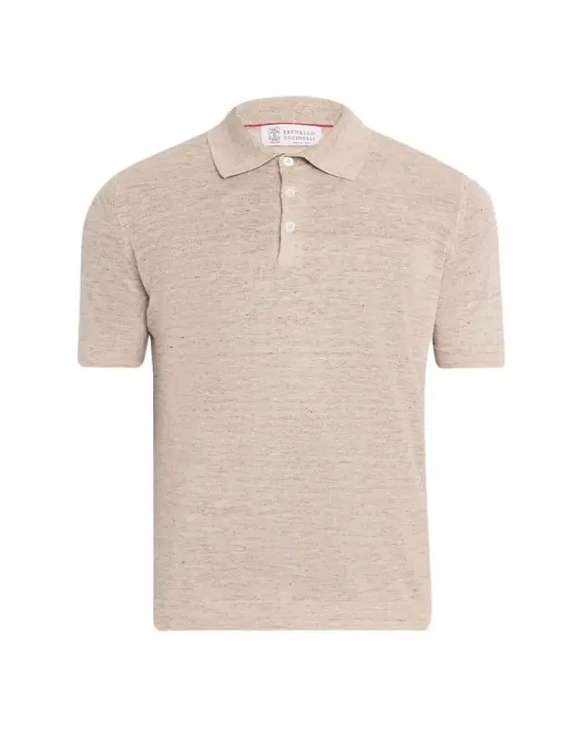 Men's Linen and Cotton Heathered Polo Shirt