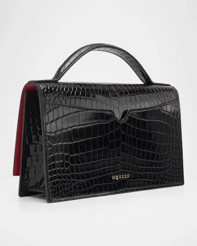 Alexander McQueen Skull Croc-Embossed Leather Shoulder Bag | Thumbnail 2
