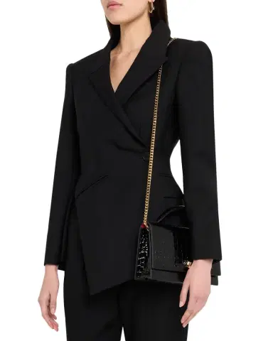 Alexander McQueen Skull Croc-Embossed Leather Shoulder Bag | Thumbnail 1