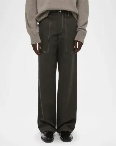 Helmut Lang Men's Twill Straight-Leg Contrast Stitch Utility Pants | Thumbnail 3 Helmut Lang Men's Twill Straight-Leg Contrast Stitch Utility Pants | Thumbnail 3
