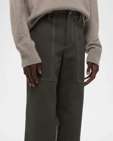 Helmut Lang Men's Twill Straight-Leg Contrast Stitch Utility Pants | Thumbnail 4 Helmut Lang Men's Twill Straight-Leg Contrast Stitch Utility Pants | Thumbnail 4