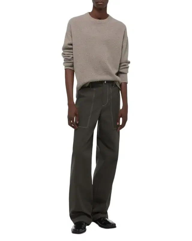 Men's Twill Straight-Leg Contrast Stitch Utility Pants