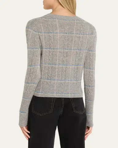 Guest in Residence Cashmere Shrunken Check Crewneck Sweater | Thumbnail 3 Guest in Residence Cashmere Shrunken Check Crewneck Sweater | Thumbnail 3