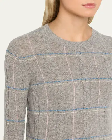 Guest in Residence Cashmere Shrunken Check Crewneck Sweater | Thumbnail 5 Guest in Residence Cashmere Shrunken Check Crewneck Sweater | Thumbnail 5