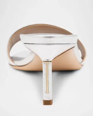 Tom Ford 55mm Embossed Metallic Leather Kitten-Heel Mules | Thumbnail 4