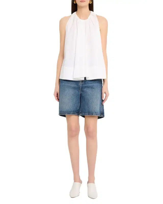 Co Sleeveless Gathered Tunic Shirt