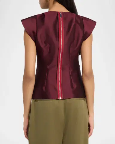 CHRISTOPHER JOHN ROGERS Silk Peel Cap-Sleeve Top | Thumbnail 2