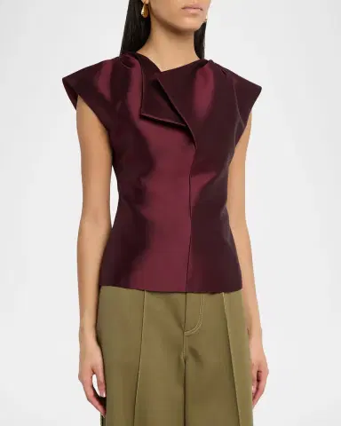 CHRISTOPHER JOHN ROGERS Silk Peel Cap-Sleeve Top | Thumbnail 3
