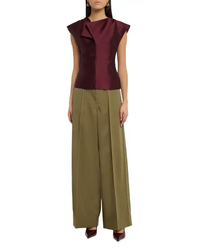 CHRISTOPHER JOHN ROGERS Silk Peel Cap-Sleeve Top