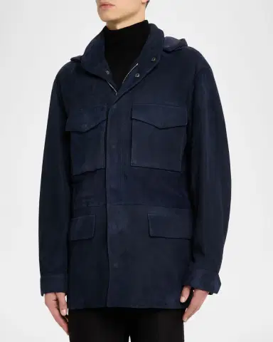 Tom Ford Men's Suede Hooded Field Jacket | Thumbnail 3 Tom Ford Men's Suede Hooded Field Jacket | Thumbnail 3