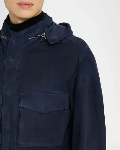 Tom Ford Men's Suede Hooded Field Jacket | Thumbnail 4 Tom Ford Men's Suede Hooded Field Jacket | Thumbnail 4