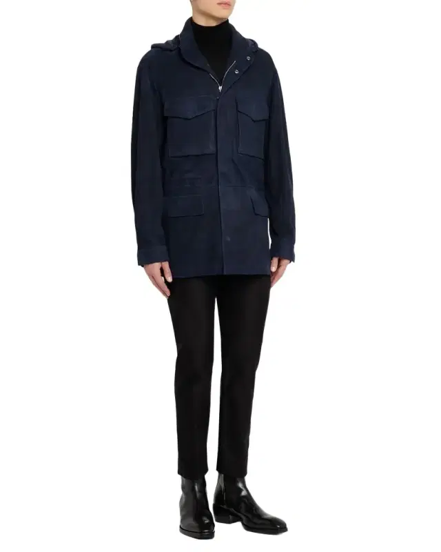 TOM FORD Men 's Suede Hooded Field Jacket