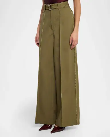 Christopher John Rogers Belted Pintuck Wool Twill Wide-Leg Pants | Thumbnail 3 Christopher John Rogers Belted Pintuck Wool Twill Wide-Leg Pants | Thumbnail 3