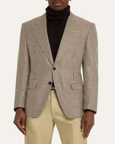 TOM FORD Men's Shelton Pied de Poule Single-Breasted Sport Coat | Thumbnail 4 TOM FORD Men's Shelton Pied de Poule Single-Breasted Sport Coat | Thumbnail 4