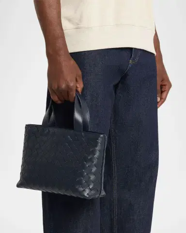 Bottega Veneta Men's Mini Intrecciato Leather Zipped Tote Bag | Thumbnail 8 Bottega Veneta Men's Mini Intrecciato Leather Zipped Tote Bag | Thumbnail 8