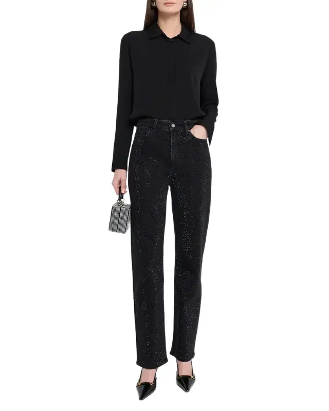 Stevie Embellished Straight Ankle Jeans