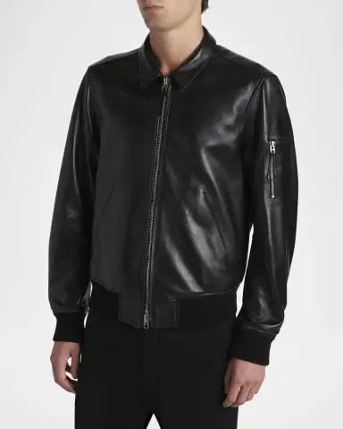 Tom Ford Men's Soft Nappa Leather Blouson Jacket | Thumbnail 3