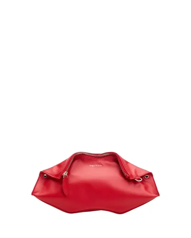 McQueen Manta Sculptural Smooth Leather Clutch Bag
