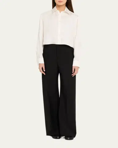 JW Anderson Silk Twill Crop Button-Down Shirt | Thumbnail 2 JW Anderson Silk Twill Crop Button-Down Shirt | Thumbnail 2