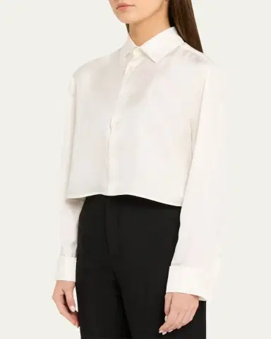 JW Anderson Silk Twill Crop Button-Down Shirt | Thumbnail 4 JW Anderson Silk Twill Crop Button-Down Shirt | Thumbnail 4