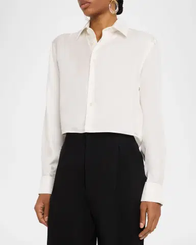JW Anderson Silk Twill Crop Button-Down Shirt | Thumbnail 8 JW Anderson Silk Twill Crop Button-Down Shirt | Thumbnail 8