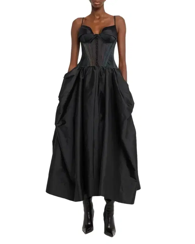 Peel-Bust Lace-Up Corset Gown
